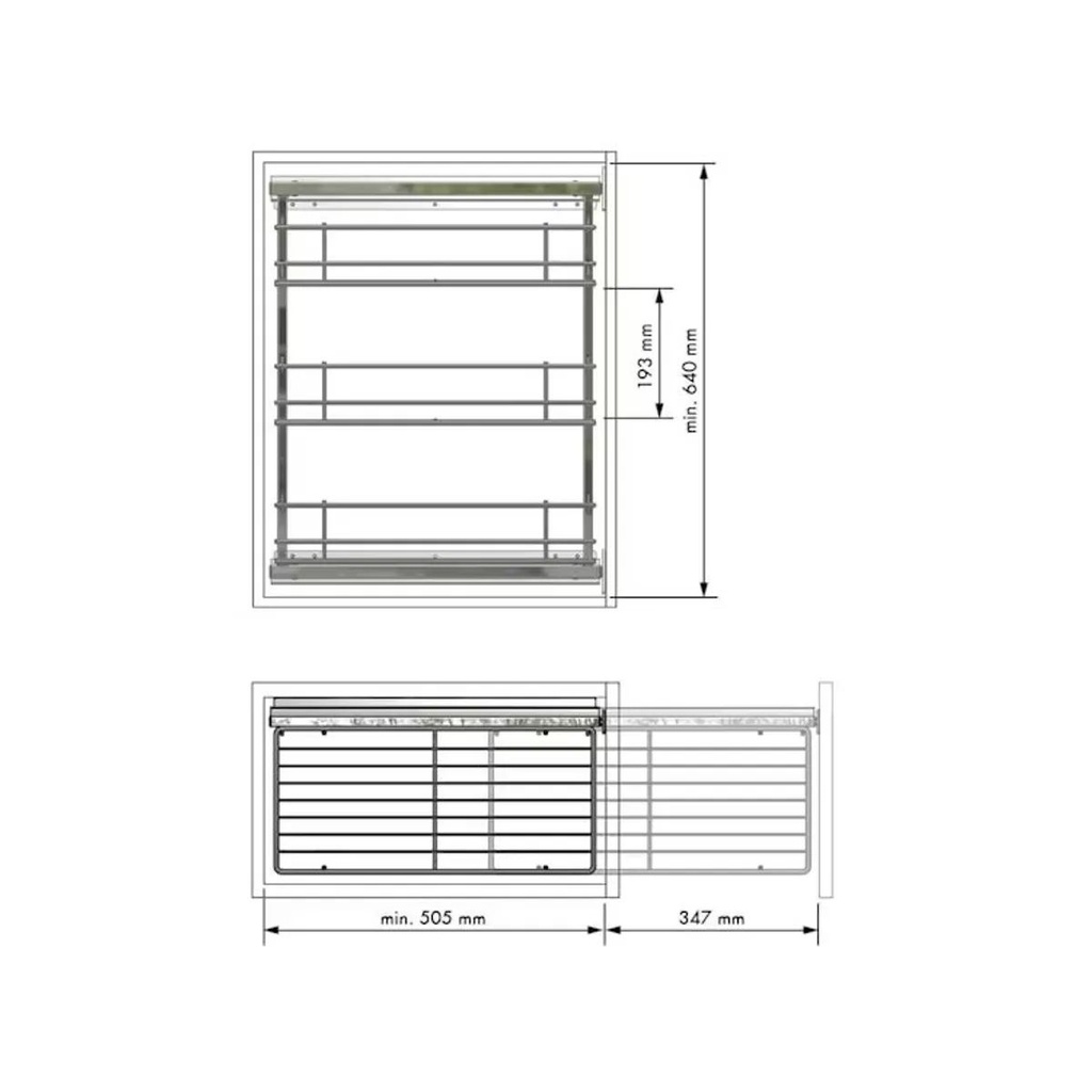 DISPENSERO BAJO EXTRAIBLE LATERAL 3DIV 347E 300F DCHA 258Dx600Hx480L - MENAGE CONFORT