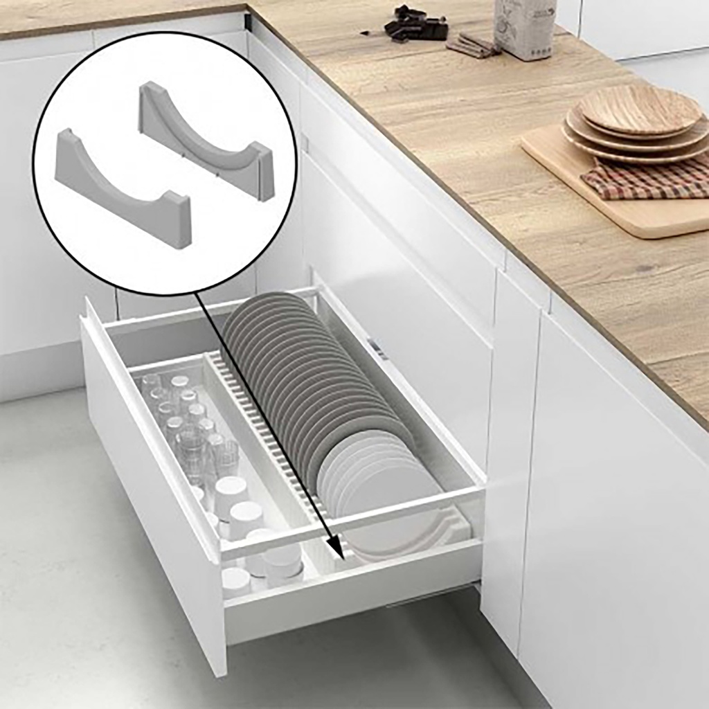 KIT TERMINACION SOPORTE PLATOS ABS BLANCO 25Dx85Hx270L - MENAGE CONFORT